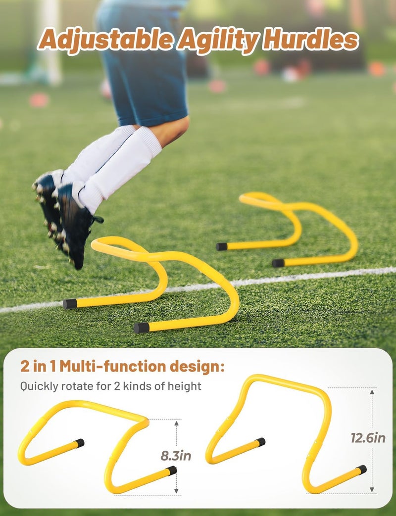 GHB Agility Hurdles 5/6 Pack Foldable Speed Agility Training Hurdles Adjustable Sturdy Hurdles Training Equipment Set with Carry Bag for Amateur, Athletes, Soccer, Basketball - Image 2
